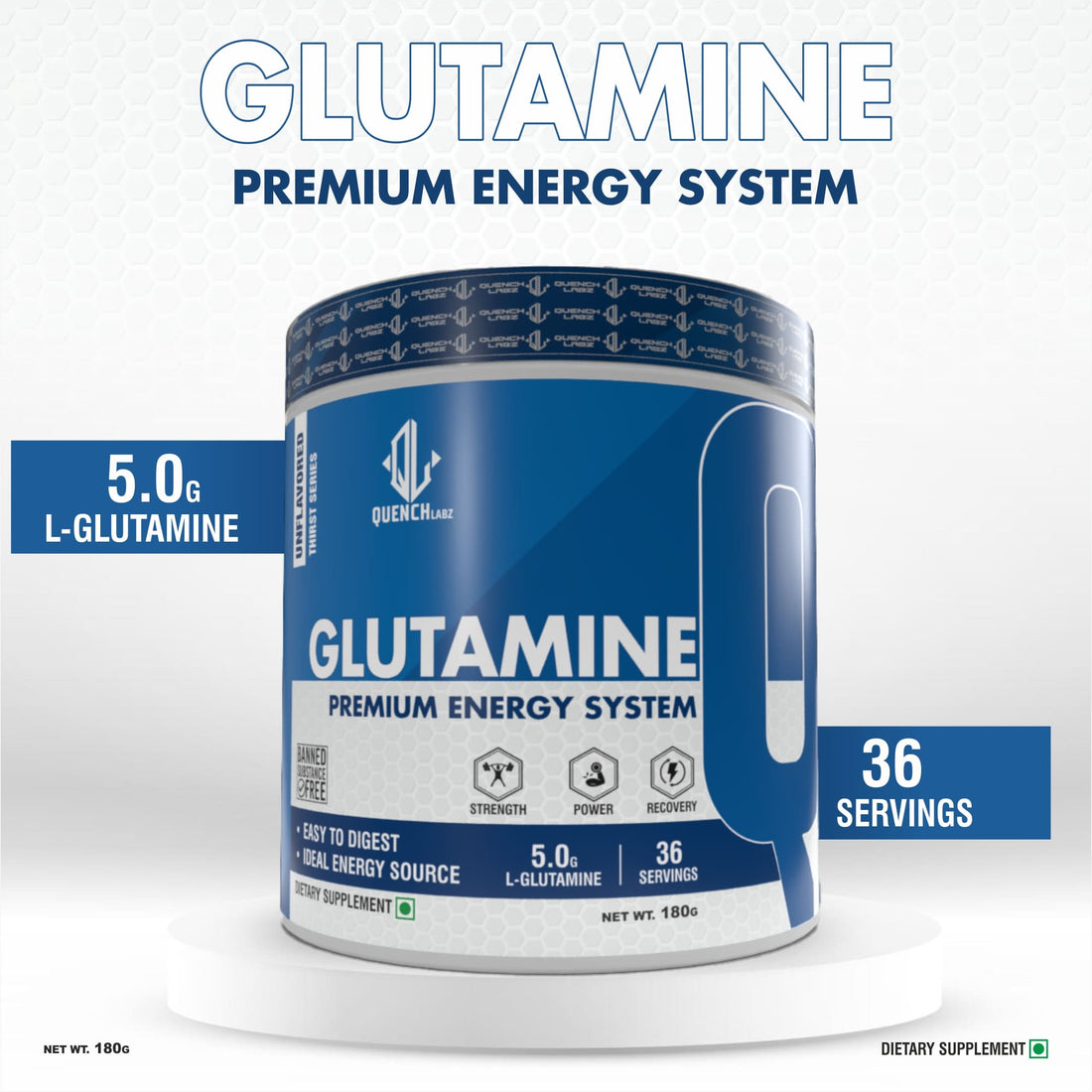 Glutamine 180 gm - Quenchlabz