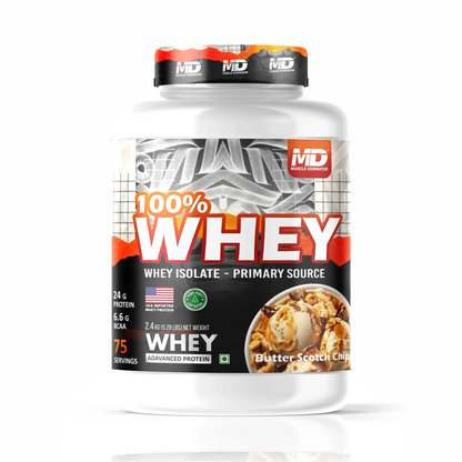 MD 100% Whey Advanced Protein | 24g Protein| 6.6g BCAA | 75 Serving