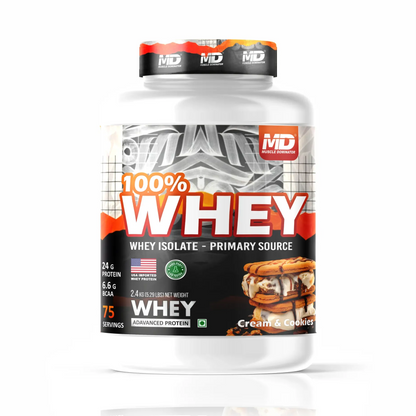 MD 100% Whey Advanced Protein | 24g Protein| 6.6g BCAA | 75 Serving