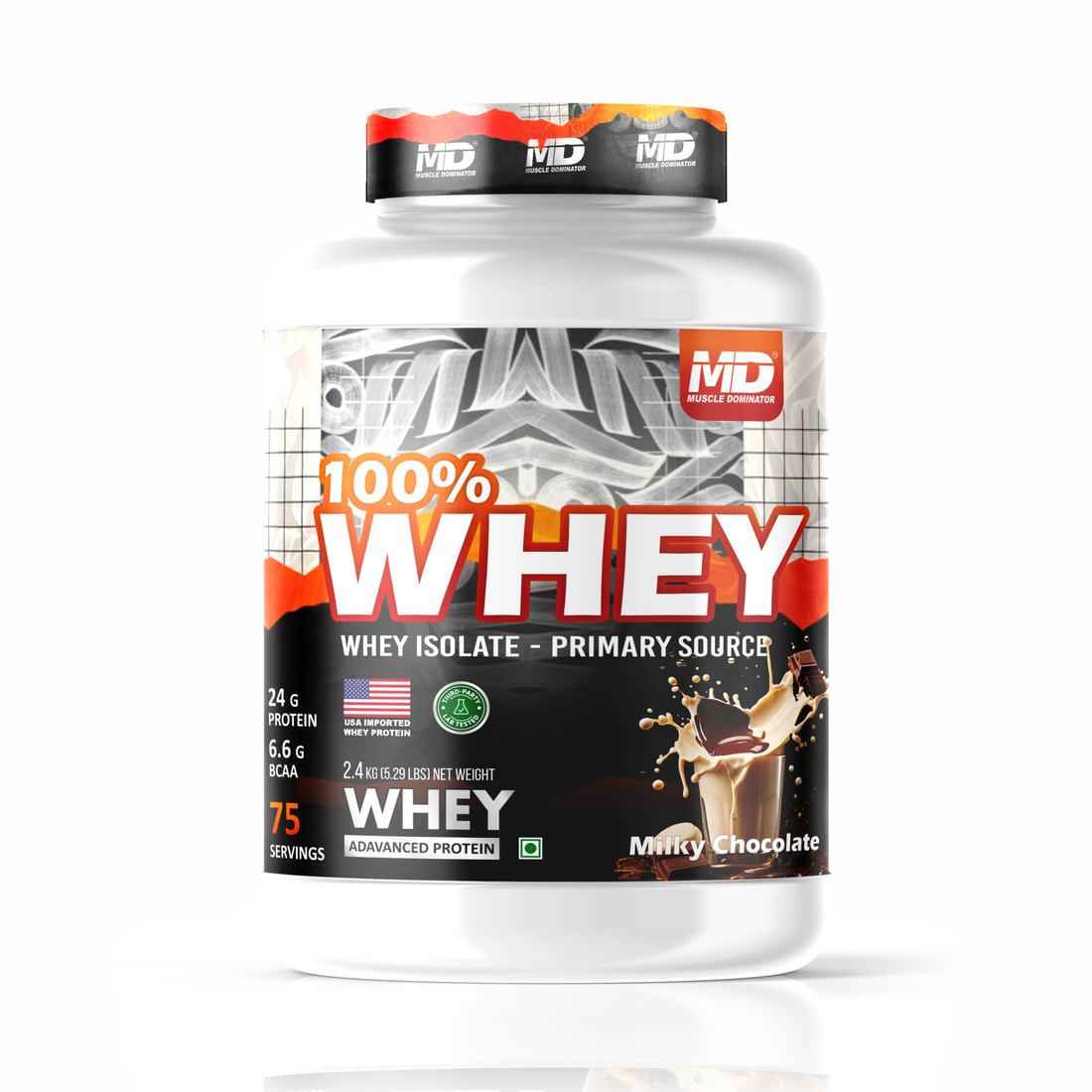 MD 100% Whey Advanced Protein | 24g Protein| 6.6g BCAA | 75 Serving