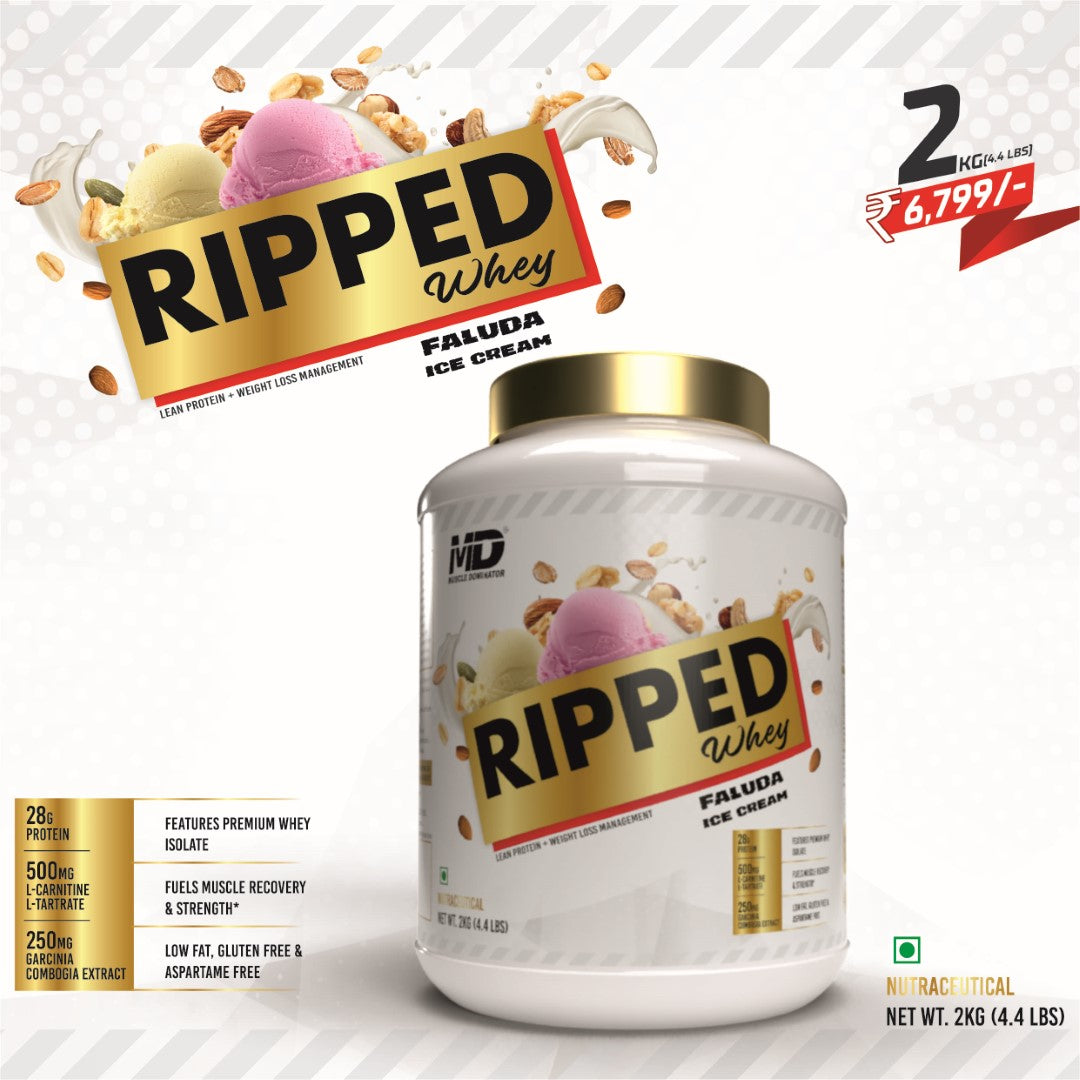 MD Ripped Whey | 28G Protein | 0.5G L-Carnitine, L-Tartrate | 0.25G Garcinia Combogia Extract - Quenchlabz