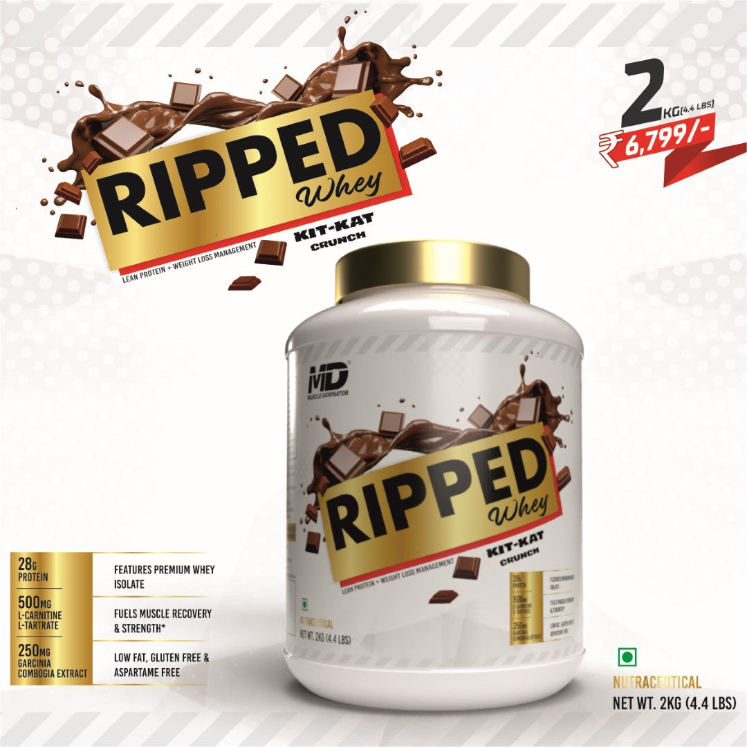 MD Ripped Whey | 28G Protein | 0.5G L-Carnitine, L-Tartrate | 0.25G Garcinia Combogia Extract