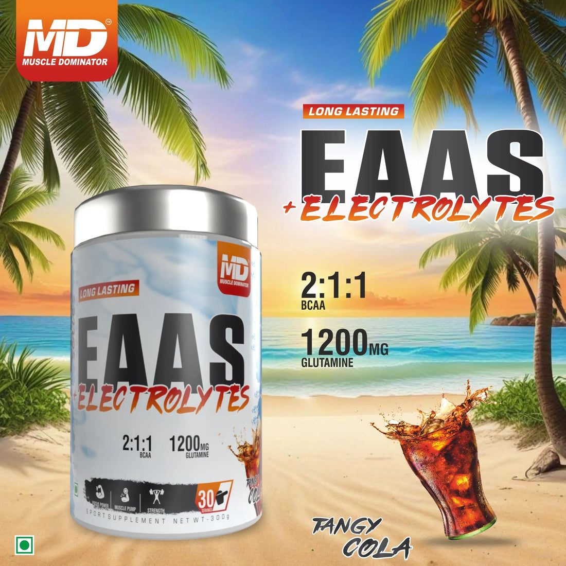 MD Long Lasting EAA + Electrolytes | 2:1:1 BCAA | 1.2g Glutamine | 30 Serving - Quenchlabz