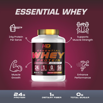 MD Essential Whey Protein | 24G Protein | 1G Dietary fiber