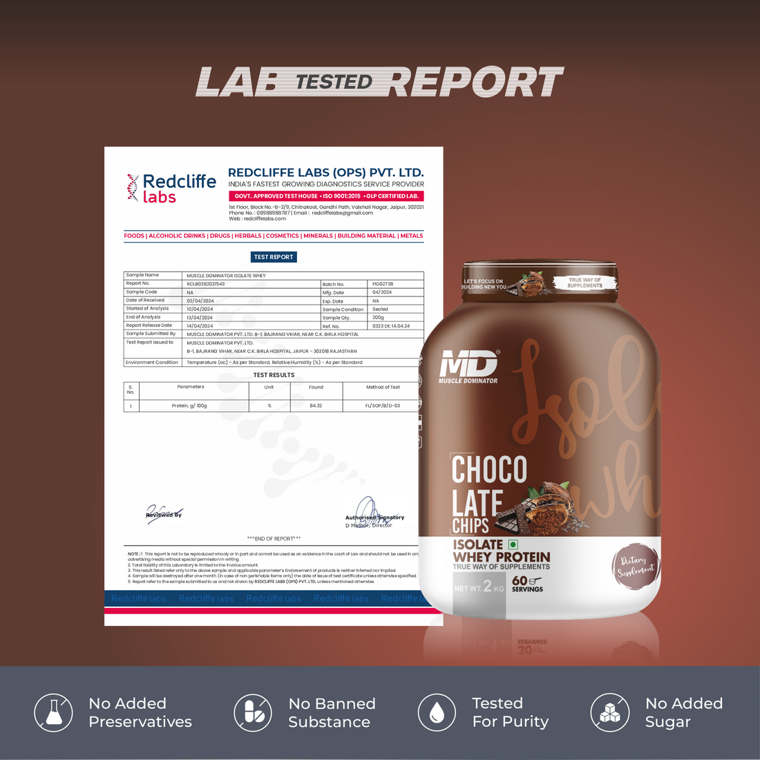 MD Isolate Whey Protein | 28 G Protein | 6 G BCAA + Steel Shaker