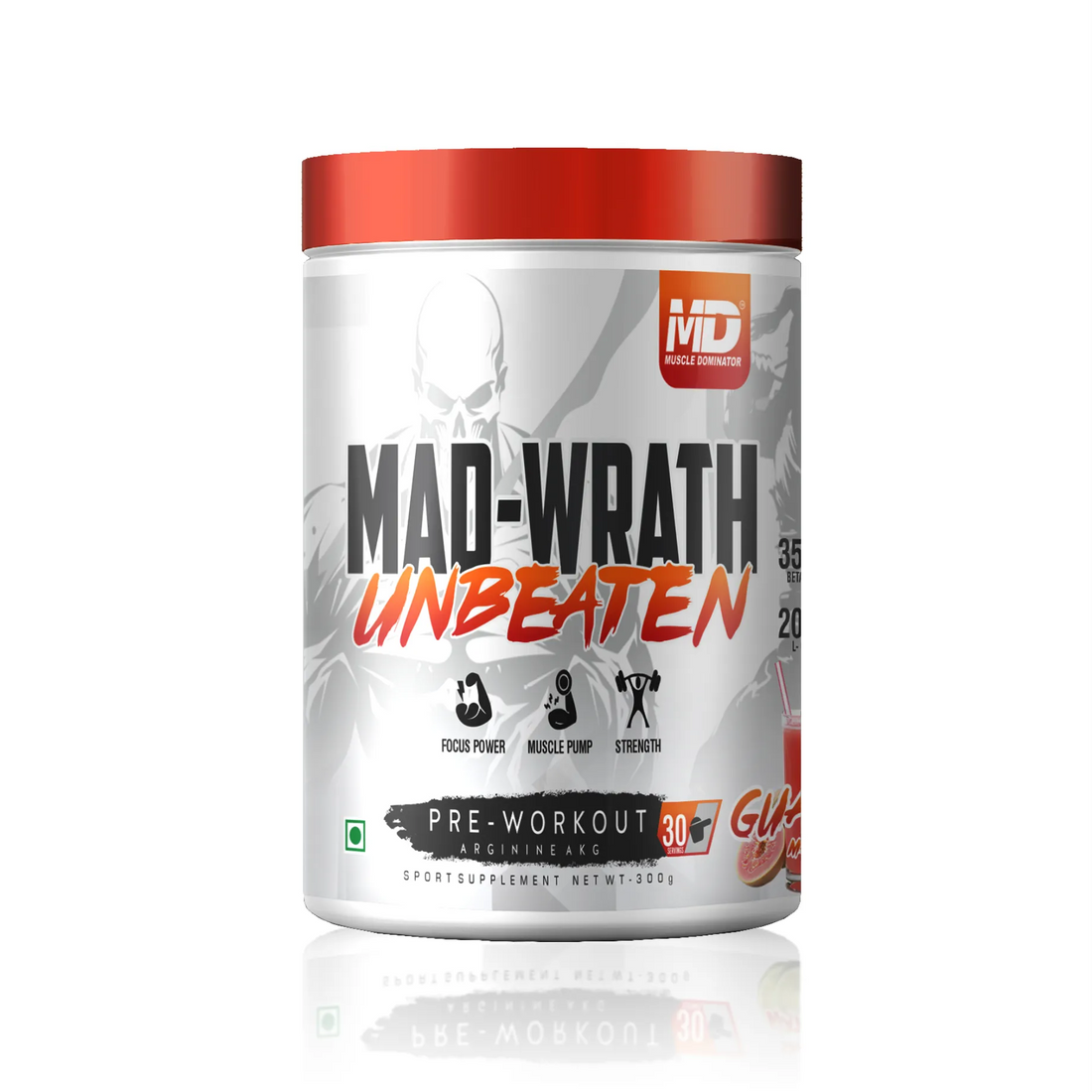 MD Mad-Wrath Unbeaten Pre-Workout | 3.5g Beta-Alanine | 2g L-Citrulline | 30 Serving