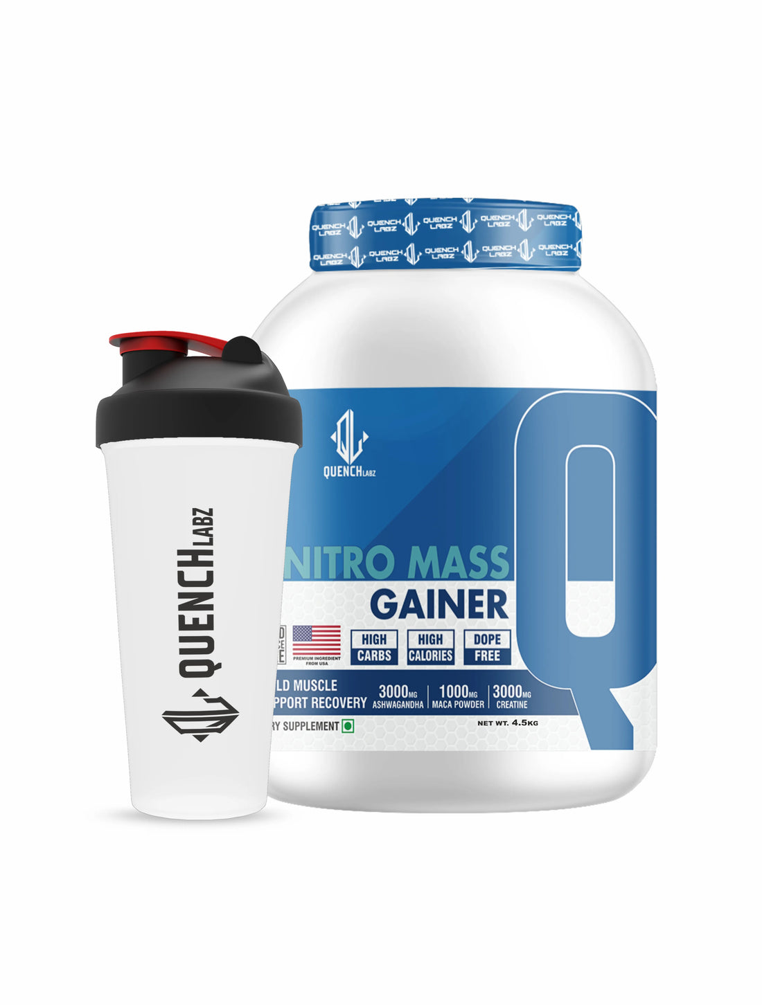 Nitro Mass Gainer | 3G Ashwagandha | 1G Macca | 3G Creatine | with Shaker