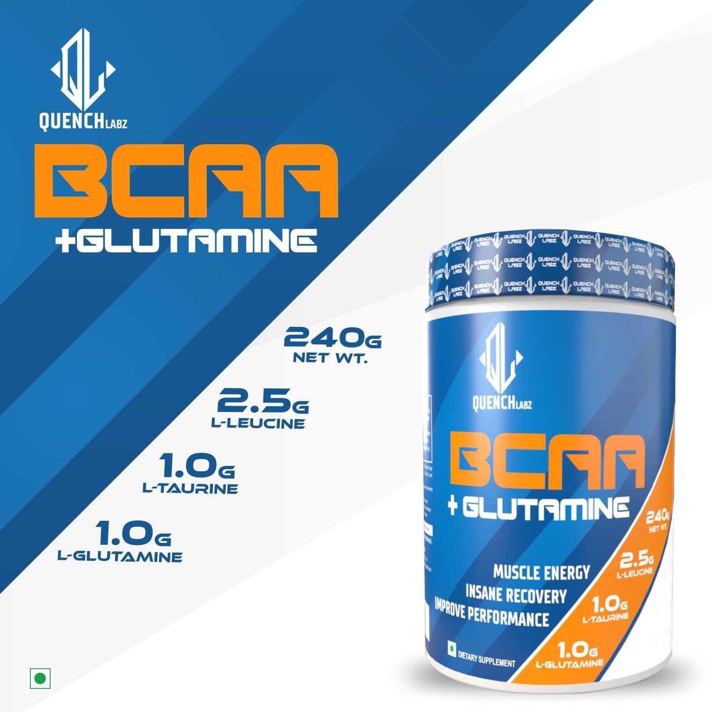 BCAA + Glutamine - Muscle Recovery Supplement - Quenchlabz