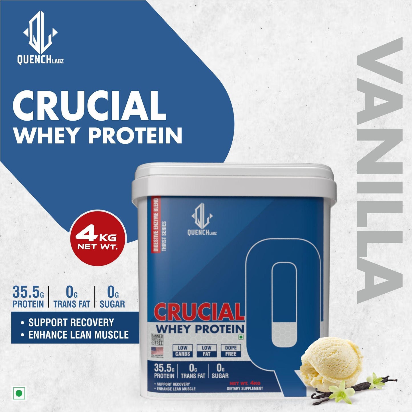 Crucial Whey Protein | Low Carb | 35.5 G Protein - Quenchlabz