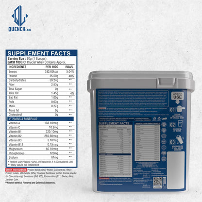 Crucial Whey Protein | Low Carb | 35.5 G Protein - Quenchlabz
