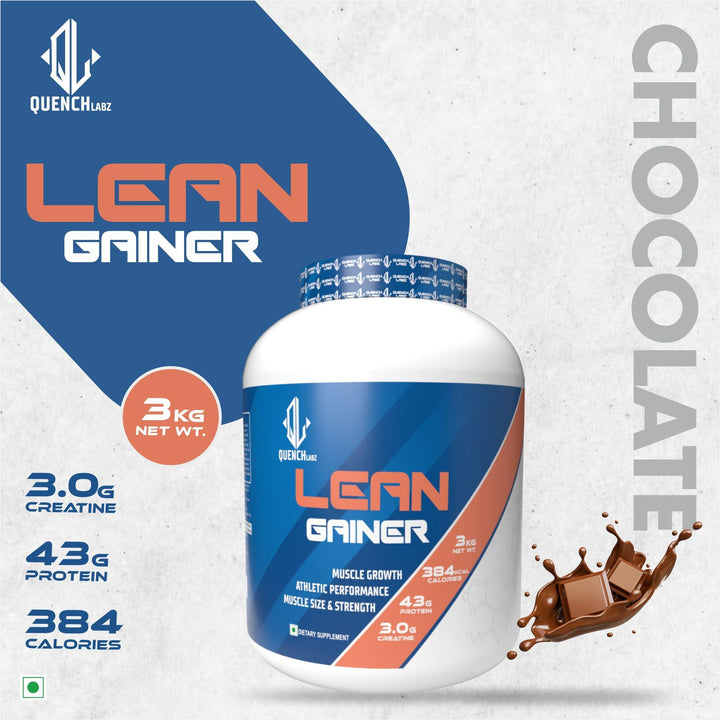 Lean Gainer 3 Kg + Creatine Monohydrate + Shaker 700 ml - Quenchlabz