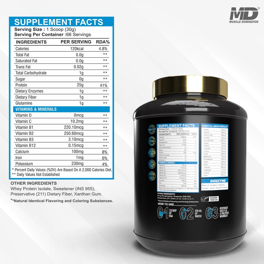 MD ISO100 HYDROLYZED WHEY | 25G Protein | 2.6G Leucine | 5.5G BCAA - Quenchlabz