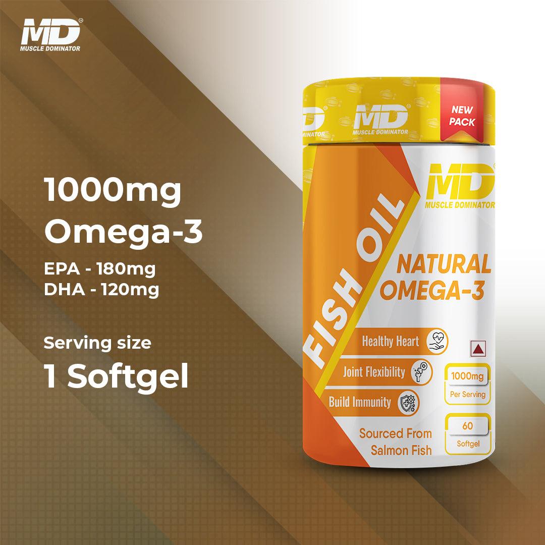 NATURAL OMEGA-3 Fish Oil 1000mg Softgels - Quenchlabz