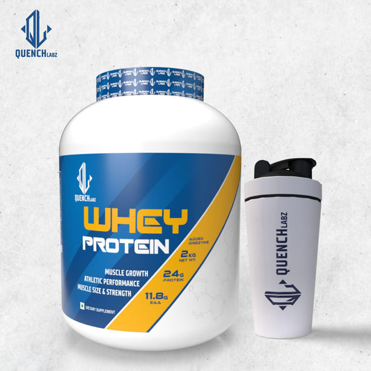 Premium Whey Protein 2 Kg + Steel Shaker Combo - Quenchlabz