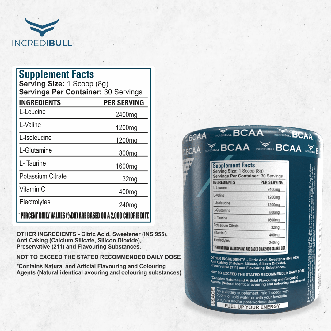 IB Vigour BCAA | 1.2 G L-Isoleucine | 1.2 G L-Valine | 2.4 g L-Leucine - Quenchlabz